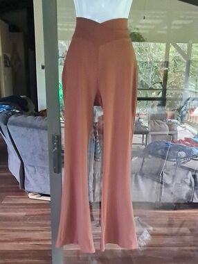 High-Waist Flared Pants in Rust - Women